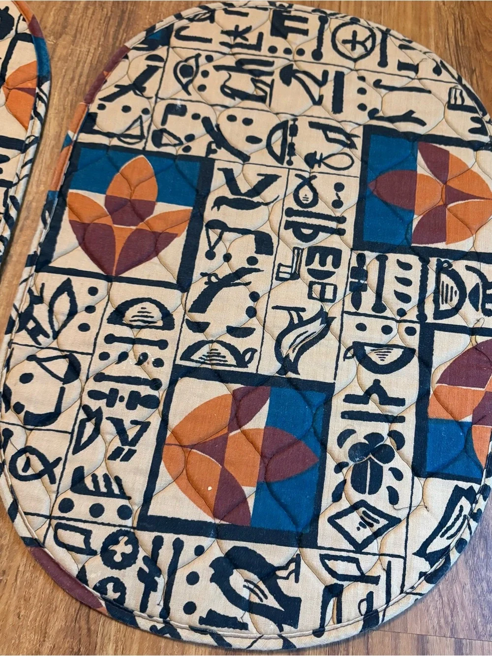 Vintage Aztec Tribal Geometric Quilted Placemats & Napkins Set of 4 Romatch